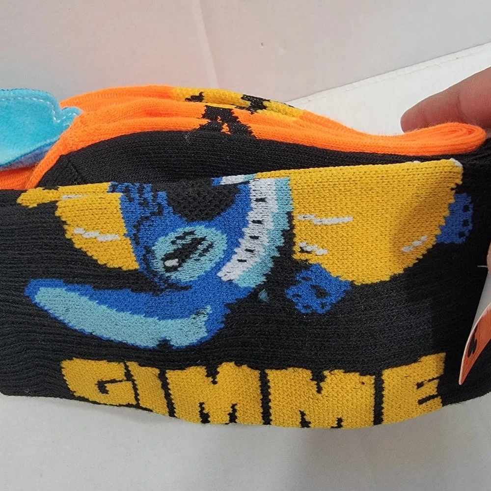 Disney‎ Stitch Plush Head Halloween Pumpkins Crew Socks 2 Pack Size 9-11 NEW